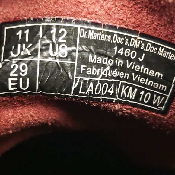 Dr Doc Martens Burgandy Leather Combat Boots Youth Kids Girls Size 12 US 1460J - Picture 11 of 16